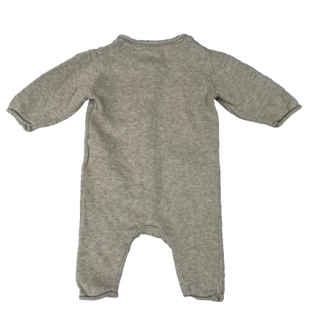 H&M Romper Jumpsuit Baby PM Gray Rib-knit 100% Organic Cotton